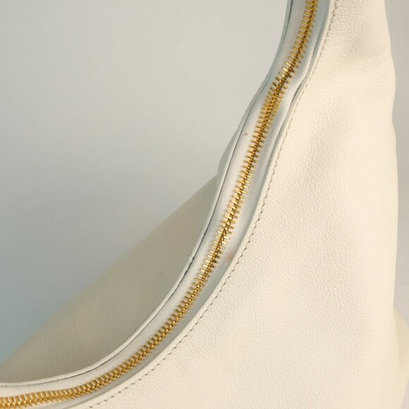 Tom Ford Monarch White Leather Hobo Bag - Sindur Style Tom Ford Bianca Small Hobo Bag, Ivory Leather